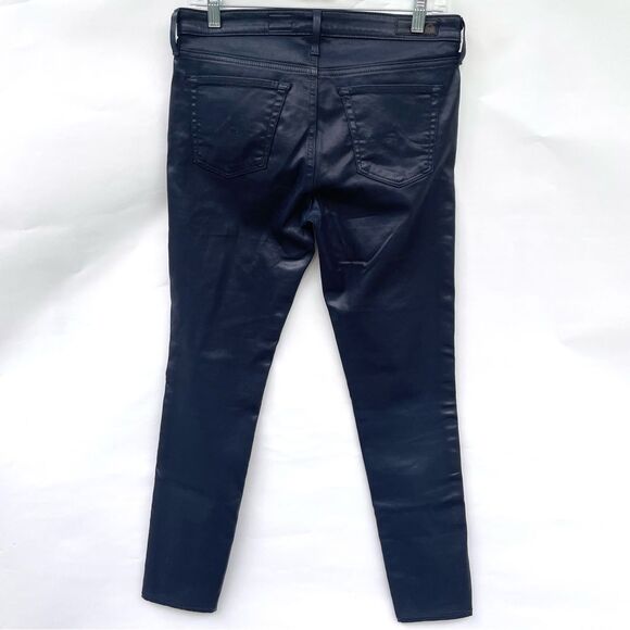 Adriano Goldschmied Farrah Navy Blue Leatherette Ankle Jeans Size 28R Dark Wash - Picture 6 of 10